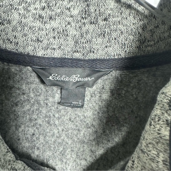 Eddie Bauer Men’s Large Radiator Fleece 1/4 Snap Mock Pullover Sweatshirt Gray - Picture 3 of 12